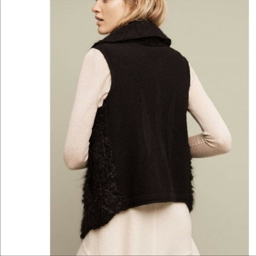 NWT Sleeping On Snow x Anthropologie Black Tavan Mohair Blend Fuzzy Vest - Picture 2 of 14